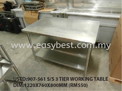 USED:907-561 S/S 3 TIER WORKING TABLE