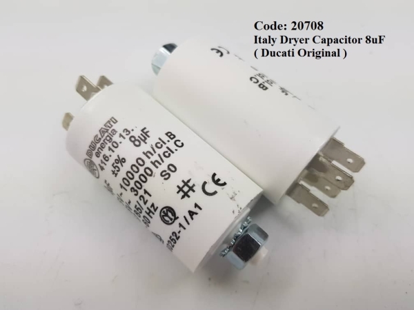 Code: 20708 Capacitor 8.00 uf DUCATI Italy Washer Capacitor Italy Type Capacitor Parts Melaka, Malaysia Supplier, Wholesaler, Supply, Supplies | Adison Component Sdn Bhd