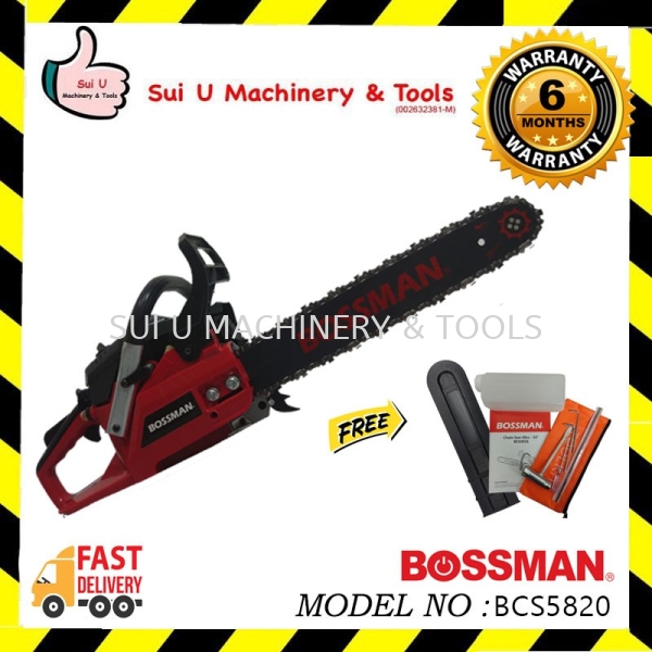 BOSSMAN BCS5820 20" 58CC 2-Stroke Petrol Chain Saw Engine Operated Chain Saw Agriculture & Gardening Kuala Lumpur (KL), Malaysia, Selangor, Setapak Supplier, Suppliers, Supply, Supplies | Sui U Machinery & Tools (M) Sdn Bhd