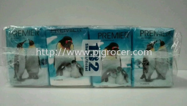 Premier Pocket Tissue (penguin) 11's x12 Premier Toiletries Non Food Petaling Jaya (PJ), Selangor, Malaysia, Kuala Lumpur (KL) Supplier, Suppliers, Supply, Supplies | PJ GROCER SDN BHD