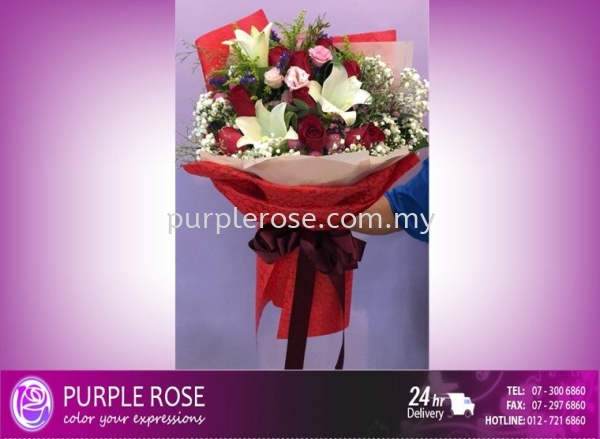 Lillies/Tulips bouquet 16(SGD66) Lillies/Tulips Johor Bahru (JB), Malaysia, Singapore Supply, Supplier, Delivery | Purple Rose Florist & Gifts