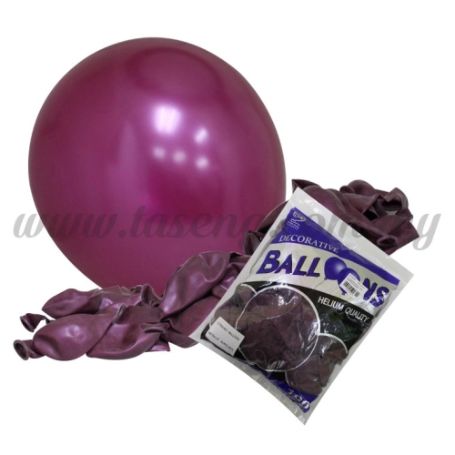 12inch Metallic Round Balloon - Burgundy 100pcs (B-12BK-M7)