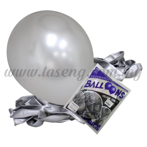 12inch Metallic Round Balloon - Silver 100pcs (B-12BK-M1)