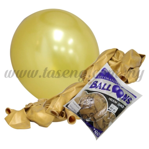 12inch Metallic Round Balloon - Gold 100pcs (B-12BK-M2)