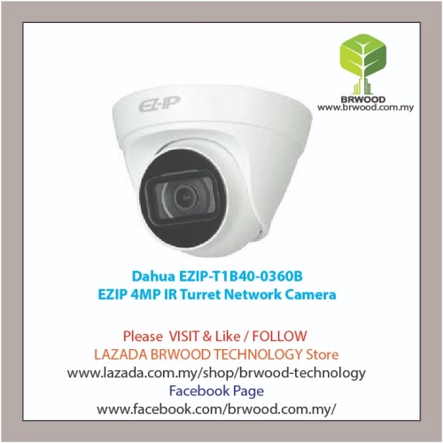 Dahua T1B40-0360B: EZIP 4MP IR Turret Network Camera 