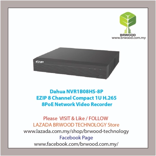 Dahua NVR1B08HS-8P: EZIP 8 Channel Compact 1U H.265  8PoE Network Video Recorder