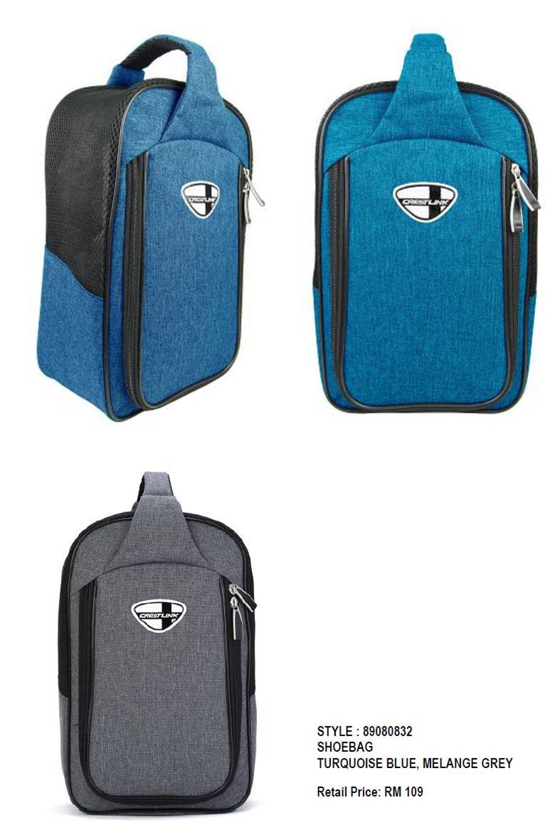 CREST LINK SHOE BAG TURQUOISE BLUE / MELANGE GREY
