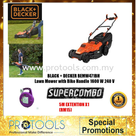 Black and Decker BEMW471BH 1600W 38cm Lawn Mower Electric Lawn Mower -  Stokker