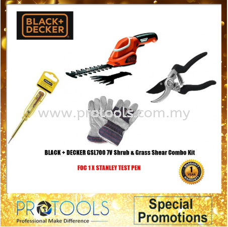 BLACK+DECKER GSL700 KIT, 7V SHEAR SHRUBBER COMBO KIT - 1 year warranty GRASS TRIMMER OUTDOOR EQUIPMENT Johor Bahru (JB), Malaysia, Senai Supplier, Suppliers, Supply, Supplies | Protools Hardware Sdn Bhd