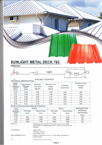 METAL DECK 762 Sunlight Metal Deck 762 Metal Roofing Johor Bahru (JB), Malaysia, Ulu Tiram, Kota Tinggi Manufacturer, Supplier, Supply, Supplies | Sunlight Hardware Sdn Bhd