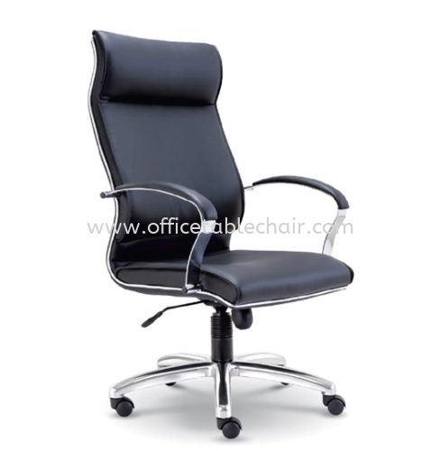 CONTI DIRECTOR HIGH BACK LEATHER CHAIR WITH CHROME TRIMMING LINE