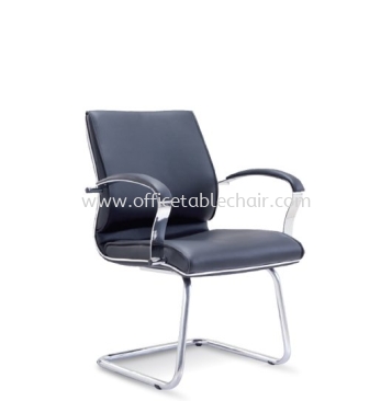 CONTI DIRECTOR VISITOR LEATHER ARM CHAIR WITH CHROME TRIMMING LINE