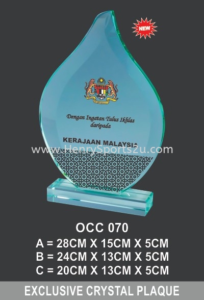 OCC 070 CRYSTAL PLAQUE Crystal Plaque Souvenir Stand / Plaque Award Trophy, Medal & Plaque Kuala Lumpur (KL), Malaysia, Selangor, Segambut Services, Supplier, Supply, Supplies | Henry Sports