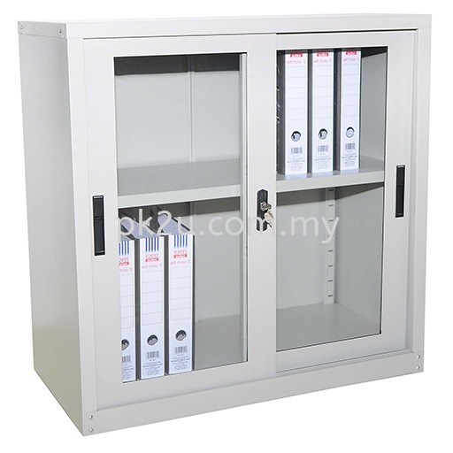 G1-MC-1-GS - HALF HEIGHT GLASS SLIDING CUPBOARD CW 1PCS ADJUSTABLE SHELF Steel Cupboard Steel Cabinet Steel Furniture Johor Bahru (JB), Malaysia Supplier, Manufacturer, Supply, Supplies | PK Furniture System Sdn Bhd