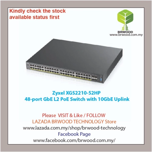 Zyxel XGS2210-52HP: 48-port GbE L2 PoE Switch with 10GbE Uplink