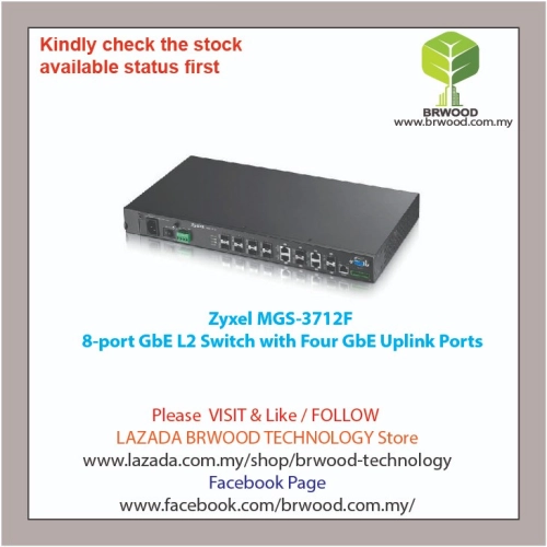 Zyxel MGS-3712F: 8-port GbE L2 Switch with Four GbE Uplink Ports