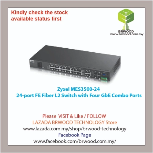 Zyxel MES3500-24: 24-port FE Fiber L2 Switch with Four GbE Combo Ports