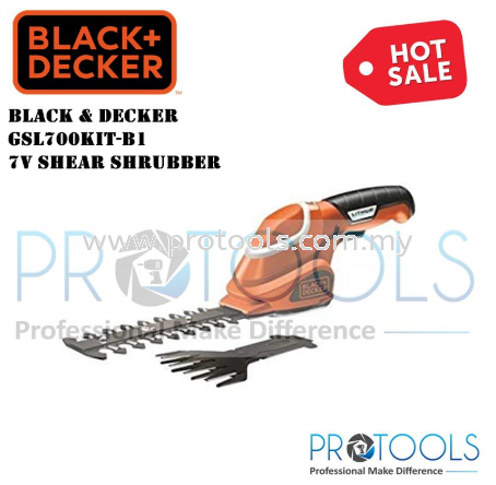 GSL700KIT-B1 BLACK & DECKER 7V SHEAR SHRUBBER GRASS TRIMMER OUTDOOR EQUIPMENT Johor Bahru (JB), Malaysia, Senai Supplier, Suppliers, Supply, Supplies | Protools Hardware Sdn Bhd