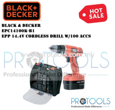 EPC14100K-B1 BLACK & DECKER EPP14.4V CORDLESS DRILL w/100ACCS KITS