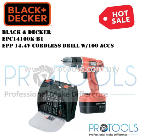 EPC14100K-B1 BLACK & DECKER EPP14.4V CORDLESS DRILL w/100ACCS KITS Drills / Drivers CORDLESS TOOLS POWER TOOLS Johor Bahru (JB), Malaysia, Senai Supplier, Suppliers, Supply, Supplies | Protools Hardware Sdn Bhd