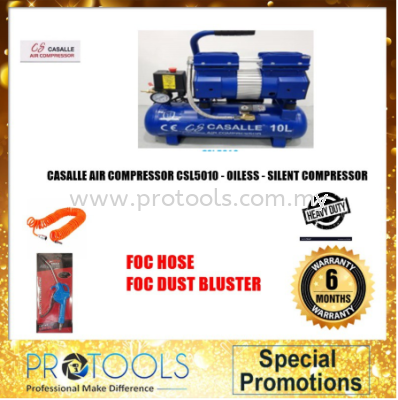 ITALY AIR COMPRESSOR CSL5010 - OILESS - SILENT COMPRESSOR - 6MONTH WARRANTY