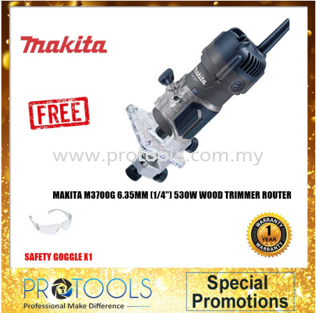 MAKITA M3700G 6.35MM (1/4") 530W MAKITA WOOD TRIMMER 12 MONTH WARRANTY  TRIMMER CORDED POWER