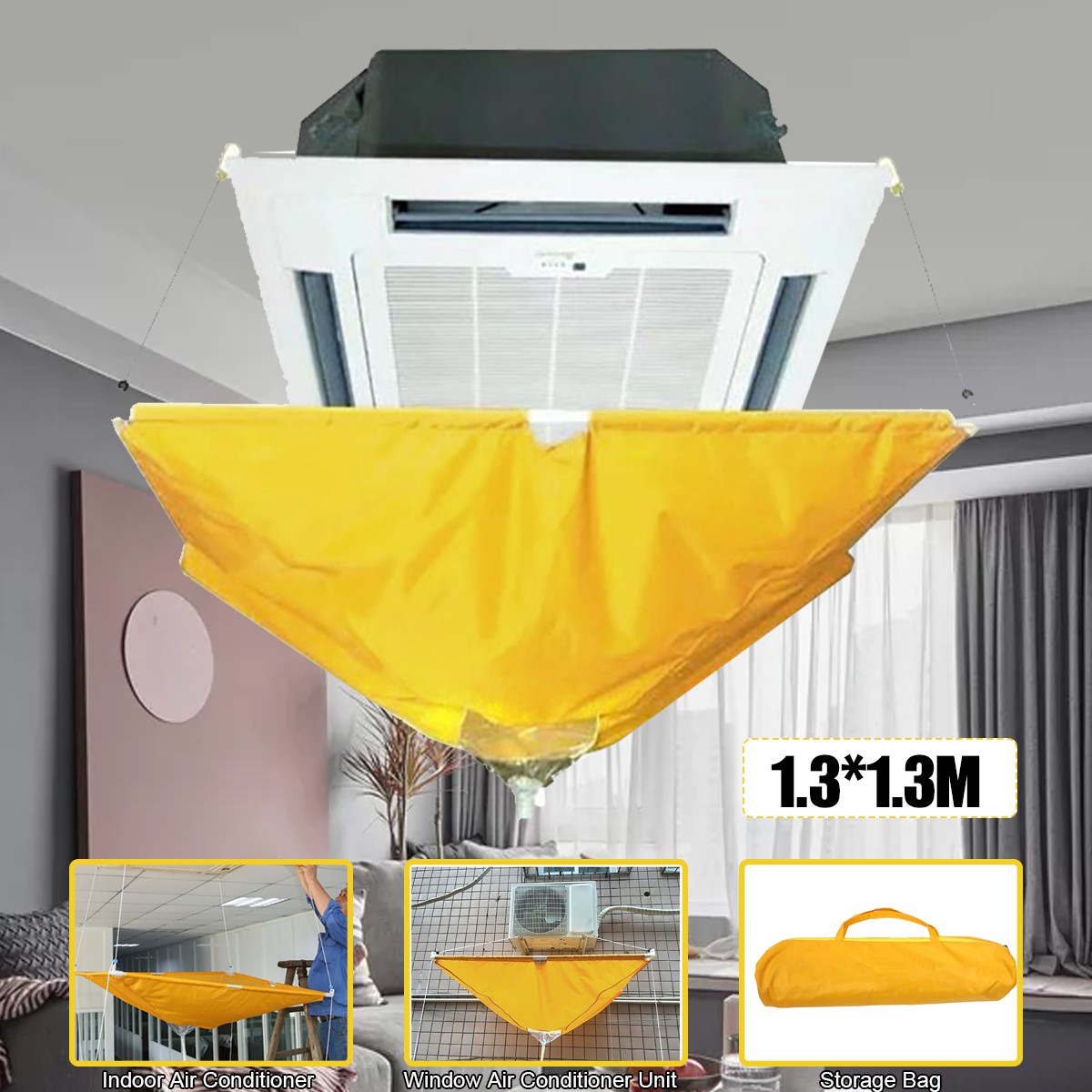 Split AC Service Wash Bag/Cover for Indoor Unit, Waterproof (1.5 Ton,  Maroon) WASH BAG Maroon