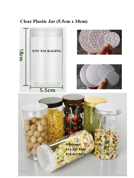 Clear jar 380ml(5.5cm x 18cm) Dia 55 jar series Plastic Jar Penang (Pulau Pinang), Butterworth, Malaysia. Manufacturer, Supplier, Supply, Supplies | ENC Packaging Enterprise