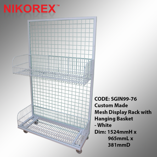 SGIN99-76 - Mesh Display Rack with Hanging Basket Racking CUSTOM MADE Singapore Supplier, Supply, Manufacturer | Nikorex Display (S) Pte. Ltd.