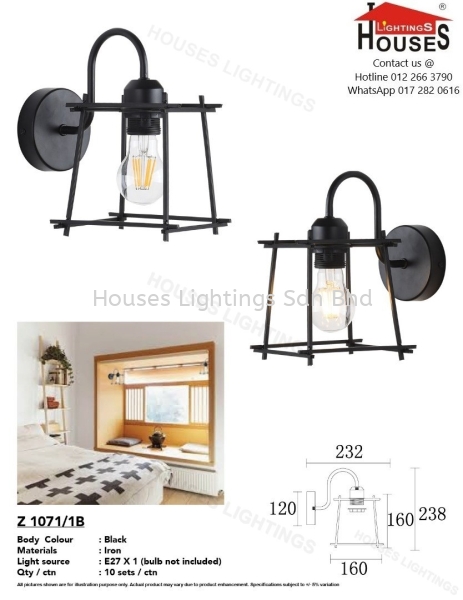 WALL 1071-1B Z Wall Light Selangor, Malaysia, Kuala Lumpur (KL), Puchong Supplier, Suppliers, Supply, Supplies | Houses Lightings Sdn Bhd