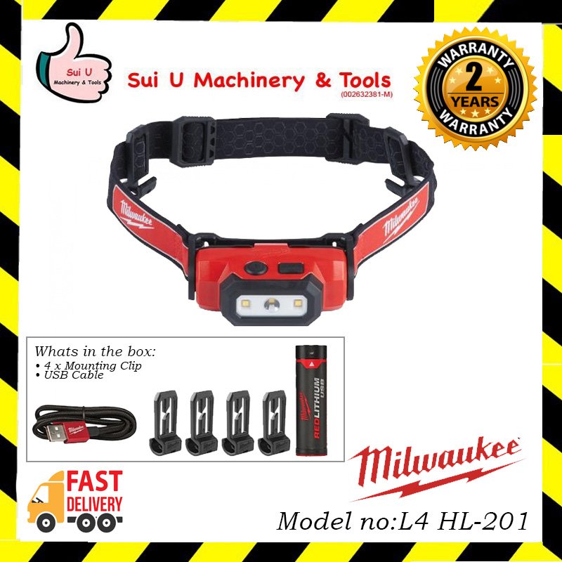 MILWAUKEE L4 HLRP-201/ L4HL-201 ASIA USB Rechargeable Headlamp