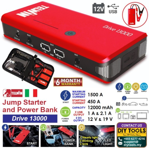 TELWIN Portable Jump Starter and Power Bank ¡°Drive 13000¡± Battery Starter Automotive Kuala Lumpur (KL), Malaysia, Selangor, Kepong Supplier, Suppliers, Supply, Supplies | HHM Machinery & Instruments Sdn Bhd