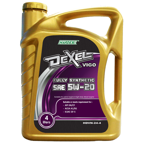 Hardex Dexel Vigo SAE 5W-20 4L HARDEX DEXEL VIGO SERIES FULLY SYNTHETIC ENGINE OIL PETROL ENGINE OIL - DEXEL SERIES LUBRICANT PRODUCTS Pahang, Malaysia, Kuantan Manufacturer, Supplier, Distributor, Supply | Hardex Corporation Sdn Bhd