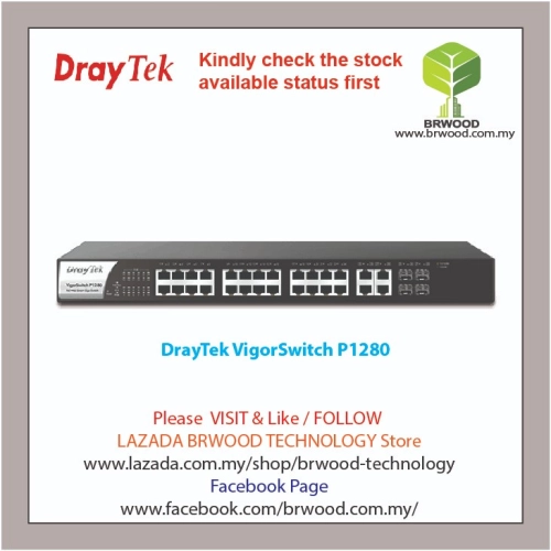 DrayTek VigorSwitch P1280: 28-Port Web Smart Gigabit PoE+ Switch