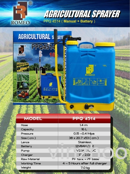 ROMEO PPQ4514 16L 2 In 1 Knapsack Sprayer Battery and Manual Backback Pam Racun BACKPACK SPRAYER Agricultural  Kuala Lumpur (KL), Malaysia, Selangor, Kepong Supplier, Suppliers, Supply, Supplies | Vinzhoo Marketing Trading