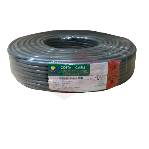  COSTA 3CORE FLEXIBLE CABLE 70x0076 (BC) 90M 3 Core Flexible Cable VDE and Flexible Cable Johor Bahru (JB), Malaysia Suppliers, Supplies, Supplier, Supply | HTI SOLUTIONS SDN BHD