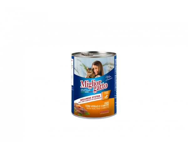 01242 Migliorgatto Pate with Veal & Carrots Migliorgatto - Wet in Tins Cat Food Morando Selangor, Malaysia, Kuala Lumpur (KL), Sungai Buloh Supplier, Suppliers, Supply, Supplies | Petopet Marketing Sdn Bhd