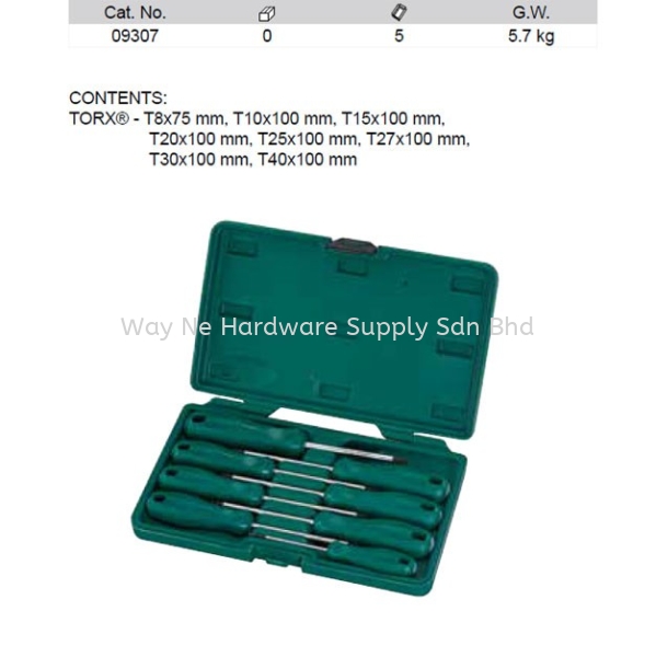 09307 - Pc P series Torx Screwdriver Set Screwdriver & Nut Driver - Set SATA Hand & Air Tools Selangor, Malaysia, Kuala Lumpur (KL), Klang Supplier, Suppliers, Supply, Supplies | Way Ne Hardware Supply Sdn Bhd