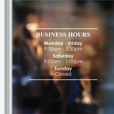 Custom Business Hours Decal