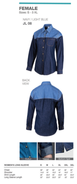 JL 08 Fined Soft Denim Shirt UZON Corporate Uniform Corporate Uniform Johor Bahru (JB), Malaysia, Kuala Lumpur (KL), Selangor, Singapore Supplier, Suppliers, Supply, Supplies | M Sport Apparel