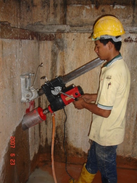 Angle Coring (Coring at 30 Degree Angle to Wall) Diamond Coring / Diamond Core Drilling Kuala Lumpur (KL), Malaysia, Selangor, Cheras Service | T-Set (M) Sdn Bhd