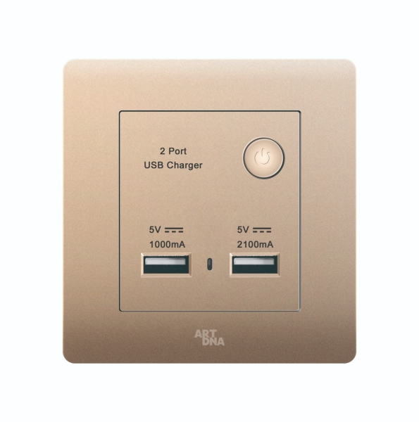 DOUBLE USB CHARGER Champagne Gold A38 Modern Series Johor Bahru (JB), Malaysia, Selangor, Kuala Lumpur (KL) Supplier, Suppliers, Supply, Supplies | Art Dna (M) Sdn Bhd