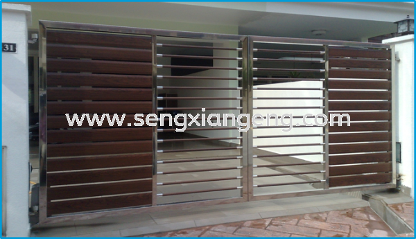 Stainless Steel Swing Main Gate Stainless Steel Main Gate Stainless Steel  Johor Bahru JB Electrical Works, CCTV, Stainless Steel, Iron Works Supply Suppliers Installation  | Seng Xiang Electrical & Steel Sdn Bhd