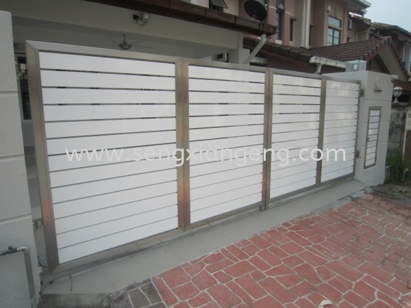 Stainless Steel Folding Main Gate Stainless Steel Main Gate Stainless Steel  Johor Bahru JB Electrical Works, CCTV, Stainless Steel, Iron Works Supply Suppliers Installation  | Seng Xiang Electrical & Steel Sdn Bhd