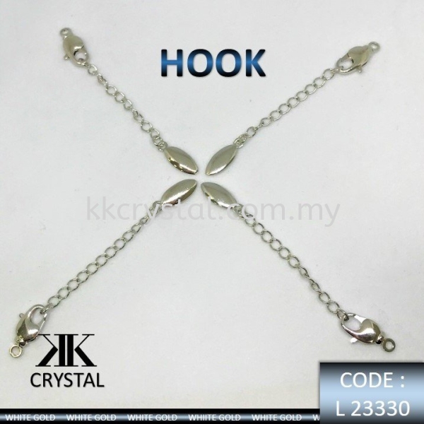 233307, HOOK, L 23330, WHITE GOLD, 4PCS/PCK Connectors  Jewelry Findings, White Gold Plating Kuala Lumpur (KL), Malaysia, Selangor, Klang, Kepong Wholesaler, Supplier, Supply, Supplies | K&K Crystal Sdn Bhd