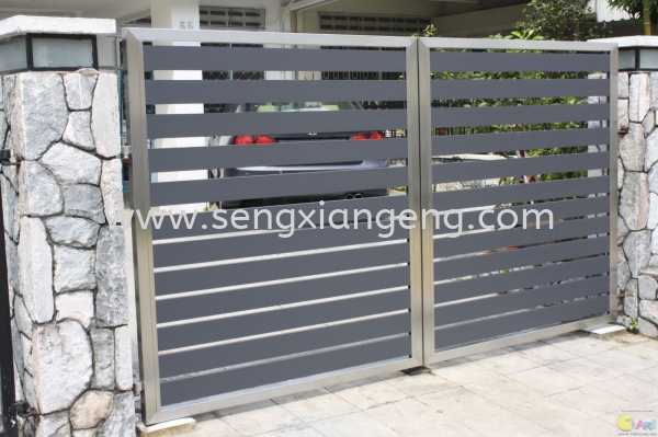 Stainless Steel Swing Main Gate Stainless Steel Main Gate Stainless Steel  Johor Bahru JB Electrical Works, CCTV, Stainless Steel, Iron Works Supply Suppliers Installation  | Seng Xiang Electrical & Steel Sdn Bhd