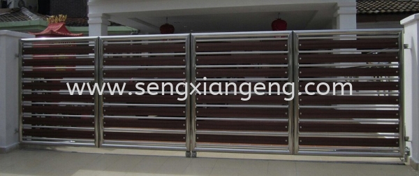 Stainless Steel Folding Main Gate Stainless Steel Main Gate Stainless Steel  Johor Bahru JB Electrical Works, CCTV, Stainless Steel, Iron Works Supply Suppliers Installation  | Seng Xiang Electrical & Steel Sdn Bhd