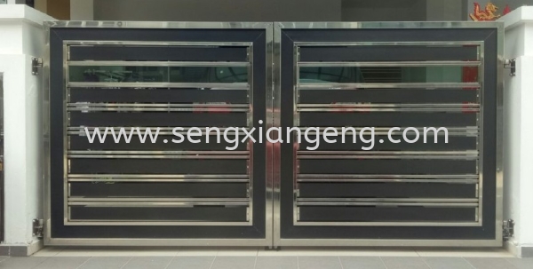 Stainless Steel Swing Main Gate Stainless Steel Main Gate Stainless Steel  Johor Bahru JB Electrical Works, CCTV, Stainless Steel, Iron Works Supply Suppliers Installation  | Seng Xiang Electrical & Steel Sdn Bhd