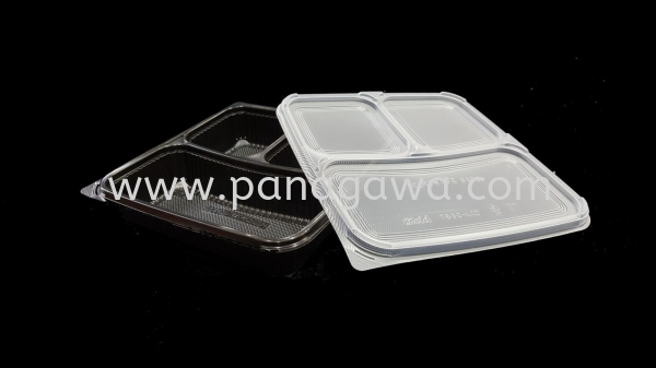 PP-OKID-TB3C/LID Plastic Takeaway Bento Box Plastic Products Johor Bahru (JB), Malaysia Manufacturer, Supplier, Provider, Distributor  | Panagawa Sdn. Bhd.