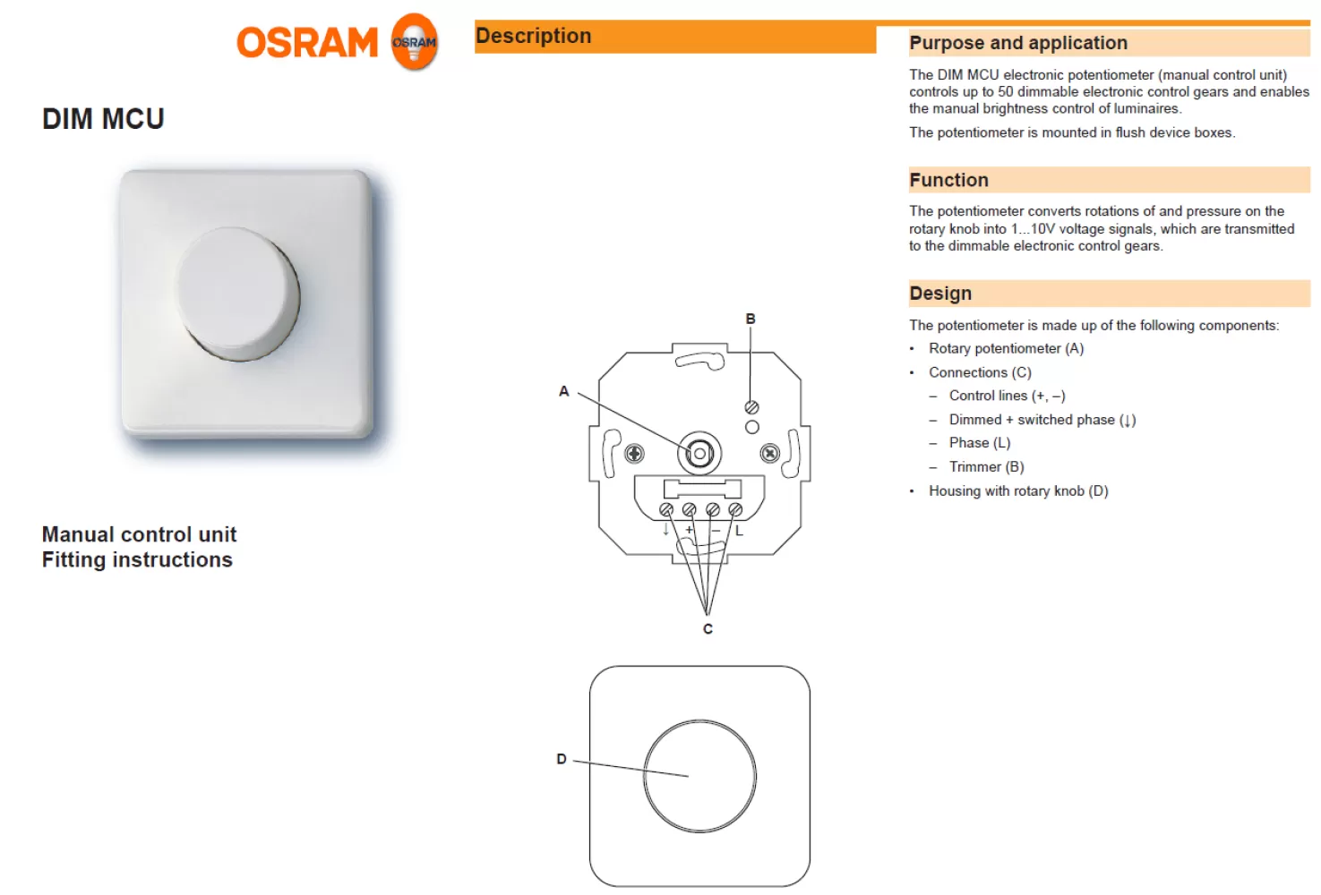 OSRAM DIM MCU ELECTRONIC POTENTIOMETER (MANUAL CONTROL UNIT)